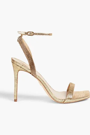 Sam Edelman Ophelia embellished metallic lizard-effect leather sandals - Metallic