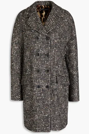 Dolce & Gabbana Double-breasted houndstooth bouclé-tweed coat