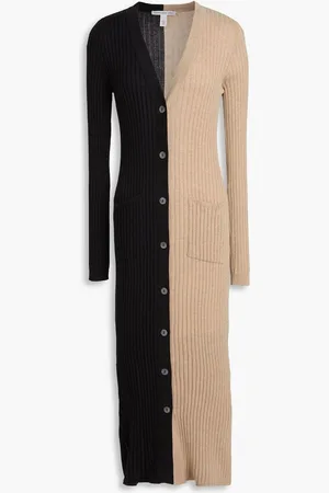 AUTUMN CASHMERE Ribbed two-tone cotton cardigan