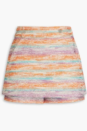 Maje Skirt-effect metallic tweed shorts