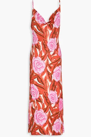 Diane von Furstenberg Alik draped floral-print stretch-jersey midi slip dress - Red