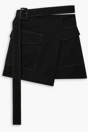 Helmut Lang Trench belted wrap-effect cotton-blend mini skirt