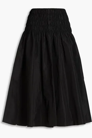 Maje Shirred taffeta midi skirt
