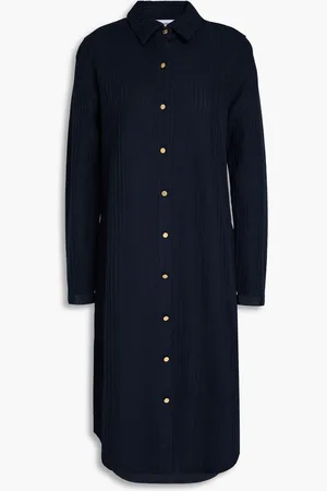 Thom Browne Ribbed cotton-jersey shirt dress - Blue