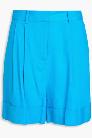 Diane von Furstenberg Shiana slub woven pleated shorts - Blue