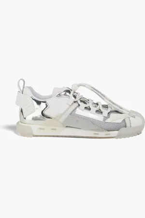 Dolce & Gabbana NS1 jacquard and mirrored-leather sneakers - Metallic