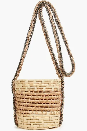 Catarina Mina Areia faux raffia bucket bag