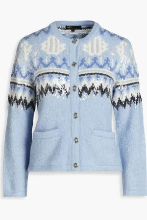 Maje Jacquard-knit cardigan - Blue