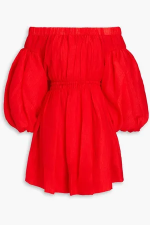 REJINA PYO Beth off-the-shoulder ruched lyocell-blend crepe mini dress