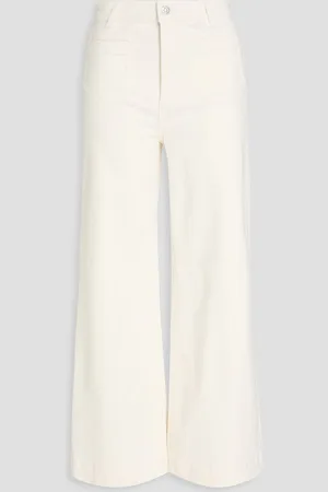 Paige Harper cropped high-rise wide-leg jeans - White
