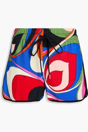 Puccini Printed cotton-blend terry shorts
