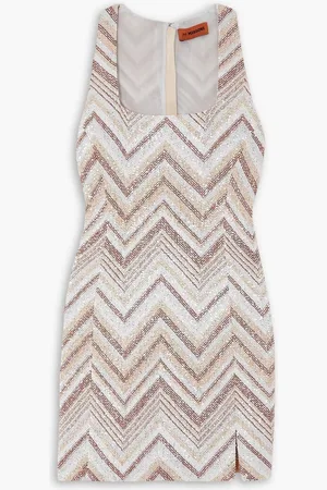 Missoni Sequin-embellished crochet-knit mini dress - Neutral
