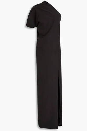RHEA COSTA One-shoulder crepe gown