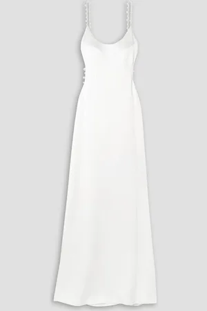 GALVAN Cove open-back pearl-embellished satin maxi dress