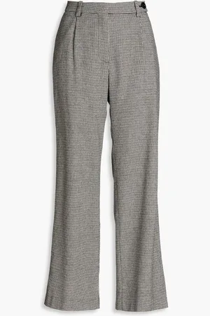 Maje Pleated houndstooth tweed wide-leg pants