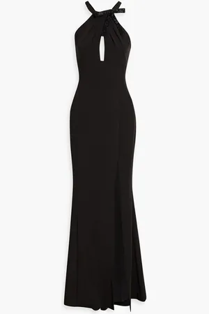 Marchesa Notte Cutout bow-detailed stretch-crepe gown