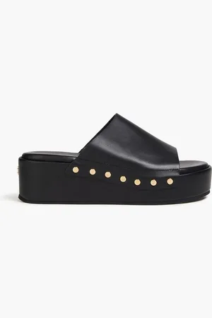 Maje Studded leather platform mules