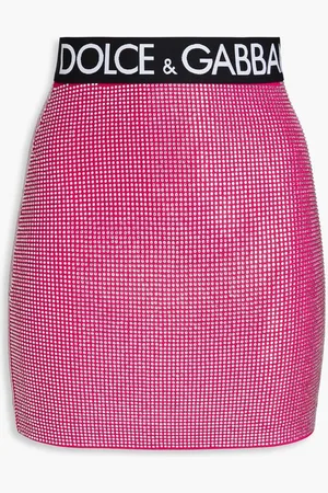 Dolce & Gabbana Crystal-embellished stretch-jersey mini skirt - Pink