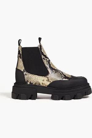 Ganni Croc-effect leather Chelsea boots - Neutral