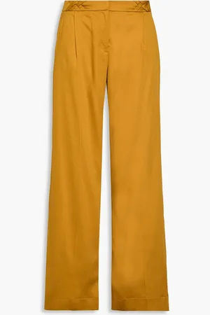 MOTHER OF PEARL TENCEL-blend™ satin-twill straight-leg pants - Yellow