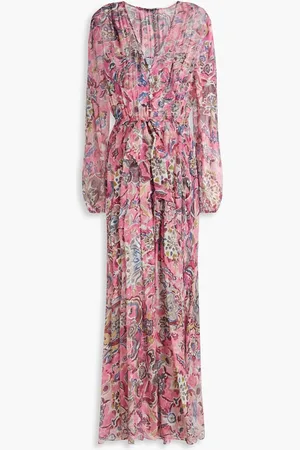 VERONICA BEARD Elvita gathered silk-chiffon maxi dress