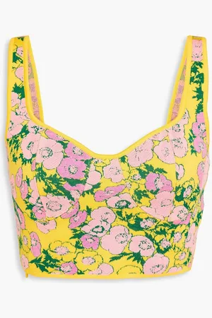 Carolina Herrera Cropped jacquard-knit silk-blend bustier top