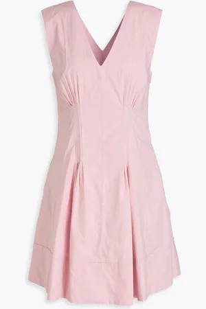 Derek Lam Concha pleated cotton-poplin mini dress - Pink