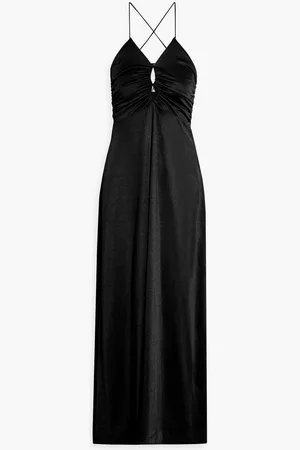 Ganni Ruched cutout crepe maxi dress