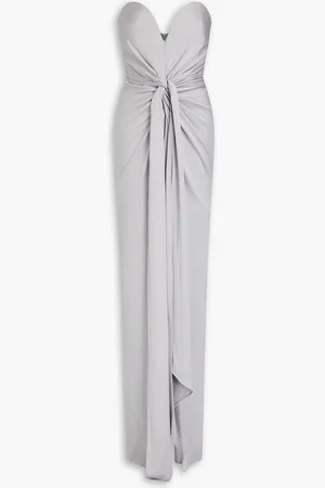 ALEX PERRY Strapless draped satin-crepe gown - Metallic