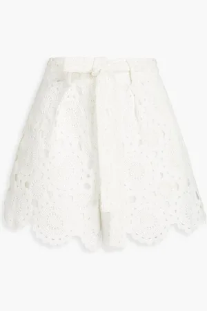 Maje Scalloped guipure lace shorts - White
