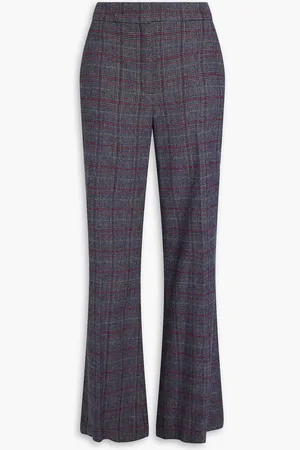 VERONICA BEARD Lebone Prince of Wales checked flannel flared pants - Blue