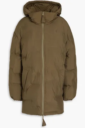 Ganni Quilted shell hooded jacket - Green