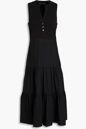 VERONICA BEARD Stafford poplin-paneled stretch-Pima cotton-jersey midi dress