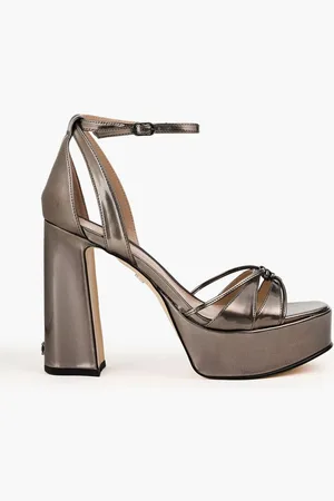 Sam Edelman Kamille metallic faux glossed-leather platform sandals - Metallic