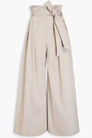 Moschino Pleated cotton-blend twill wide-leg pants - Gray