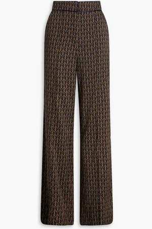 VERONICA BEARD Edia printed stretch-twill wide-leg pants - Blue