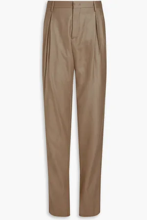 Giorgio Armani Tapered wool-twill pants - Brown