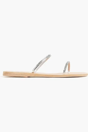 Ancient Greek Sandals Saita crystal-embellished metallic leather sandals - Metallic
