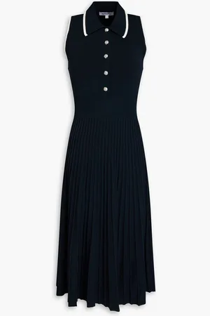 VERONICA BEARD Meralda pleated knitted midi dress - Blue