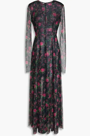 Serafini Floral-print tulle maxi dress