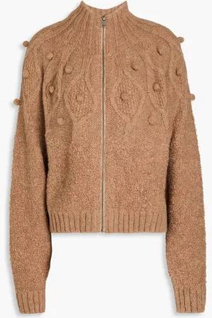 Frame Pom pom-embellished alpaca-blend cardigan - Brown