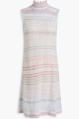 Missoni Sequin-embellished metallic crochet-knit mini dress - Metallic