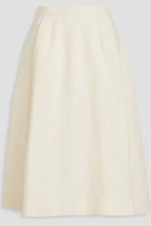 Chloé Pleated linen midi skirt - White