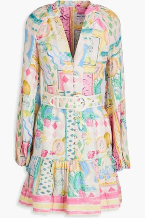 Rebecca Vallance Le Mur printed linen-blend mini dress - Pink