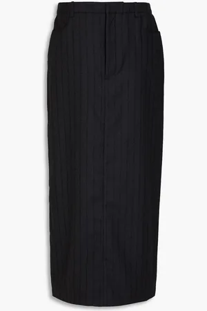 Loulou Studio Striped wool-twill midi pencil skirt