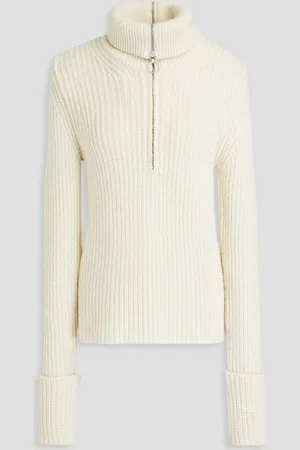 Serafini Ribbed wool half-zip sweater - White