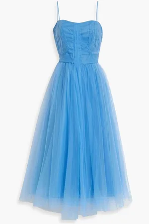 ZAC Zac Posen Gathered tulle midi dress - Blue