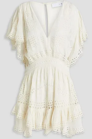 IRO Gathered broderie anglaise playsuit - White