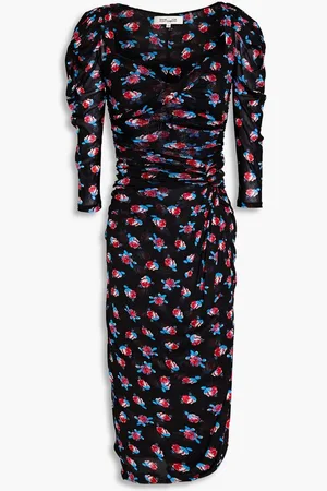 Diane von Furstenberg Bettina twist-front floral-print mesh midi dress
