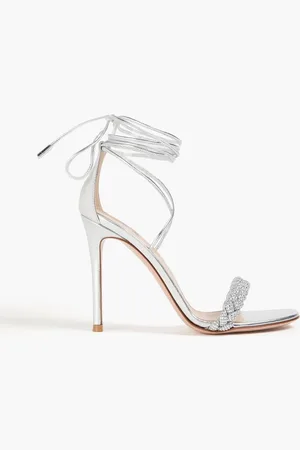 Gianvito Rossi Leomi crystal-embellished metallic leather sandals - Metallic